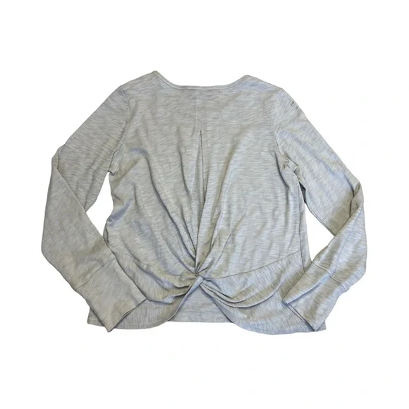 Banana Republic Gray Long Sleeve Tee with Keyhole & Bunching - Size Large - Picture 2 of 12